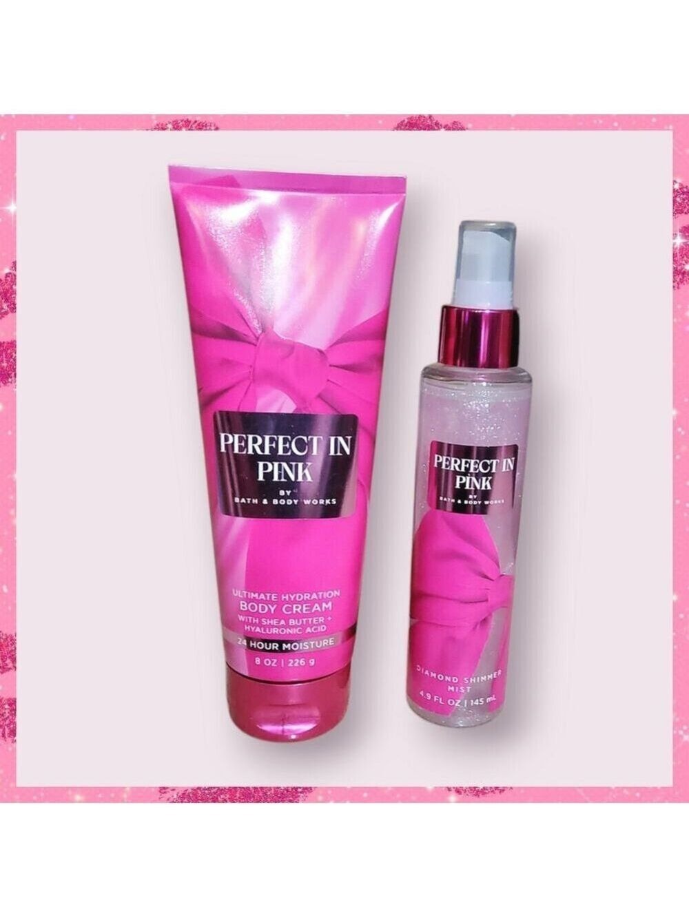 BATH & BODY WORKS PINK BODY CREAM DIAMOND SHIMMER MIST FRAGRANCE SPRAY